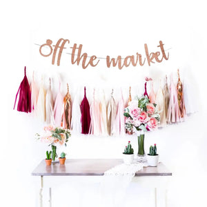 Rose Gold Glitter 'off the market' Hen Party Banner