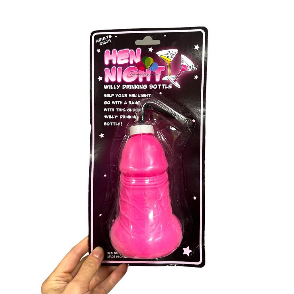 Naughty Hen Party Hot Pink Penis Shaped Bottle | Adult Party Supplies