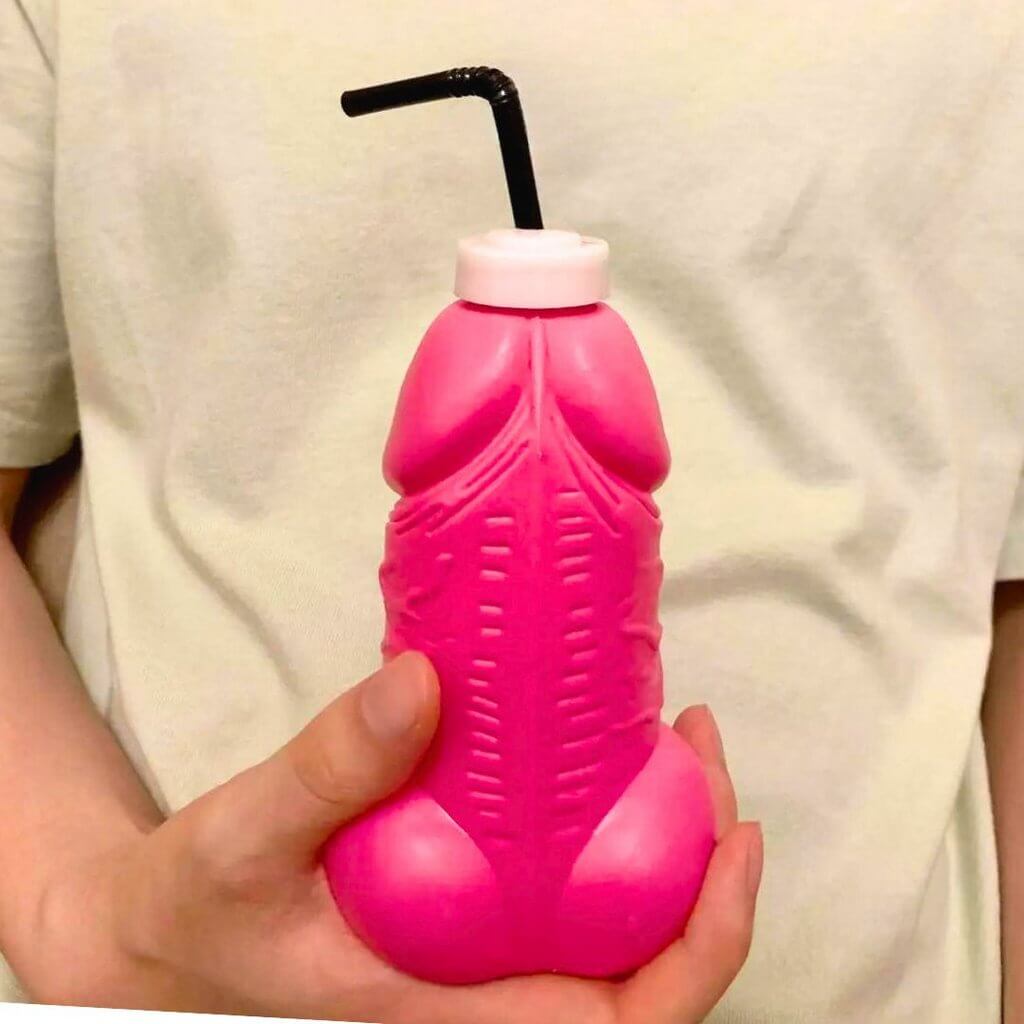 Naughty Hen Party Penis Shaped Bottle - Hot Pink