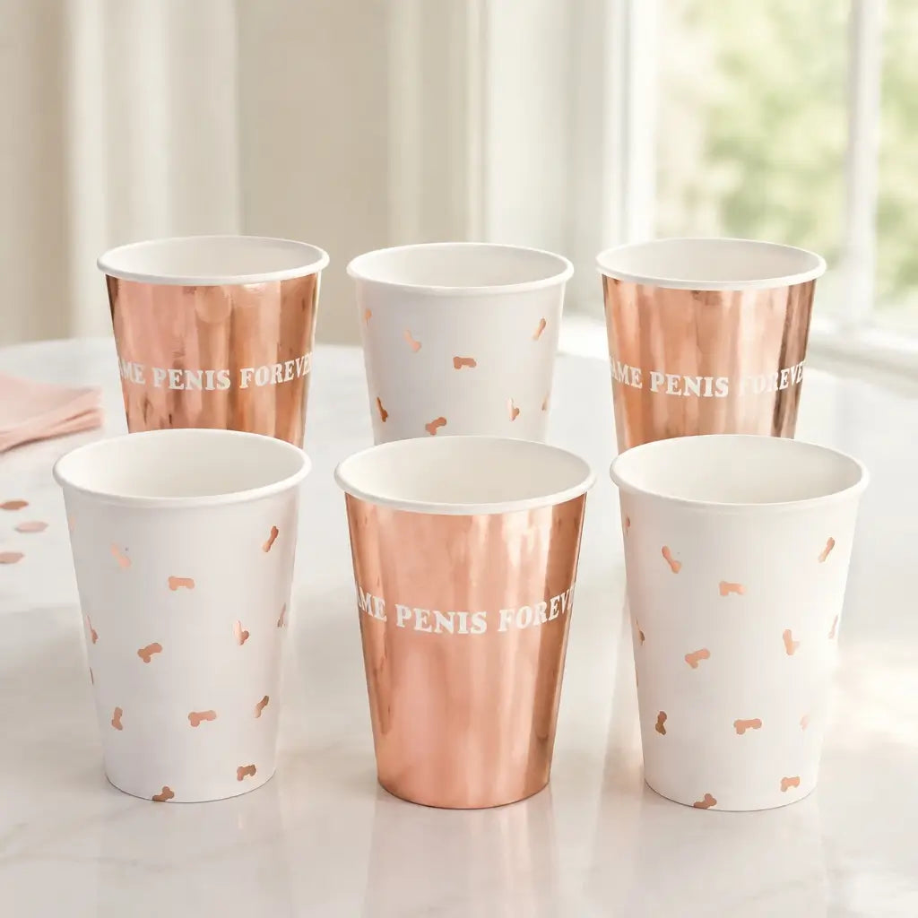 Same Penis Forever rose gold hen party paper cups 220ml 6 pack