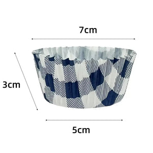 Navy Blue Gingham Paper Cupcake Cases 25pk