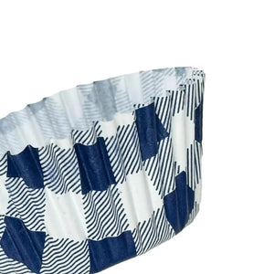 Navy Blue Gingham Paper Cupcake Cases 25pk