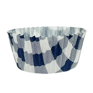 Navy Blue Gingham Paper Cupcake Cases 25pk