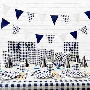 Navy Blue Gingham Paper Cups 20pk