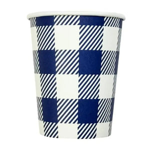 Navy Blue Gingham Paper Cups 20pk