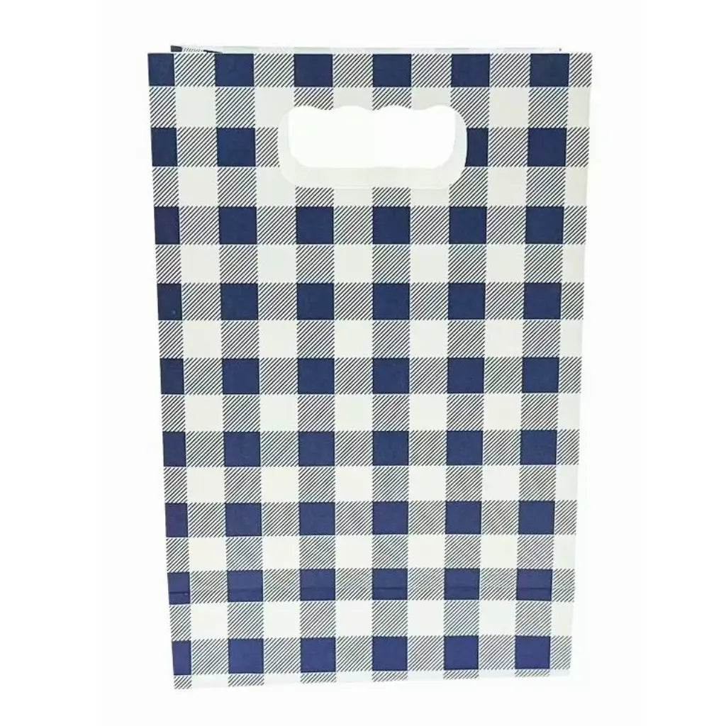 Navy Blue Gingham Paper Bags 6pk