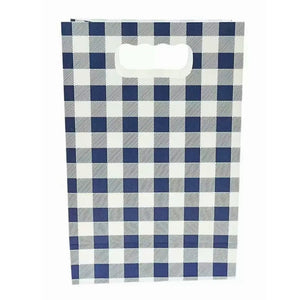 Navy Blue Gingham Paper Bags 6pk