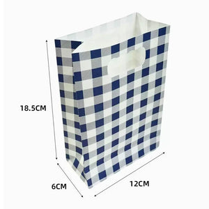 Navy Blue Gingham Paper Bags 6pk