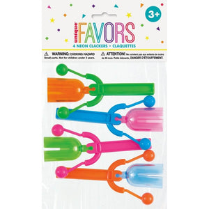 Neon Clacker Noisemakers 4pk