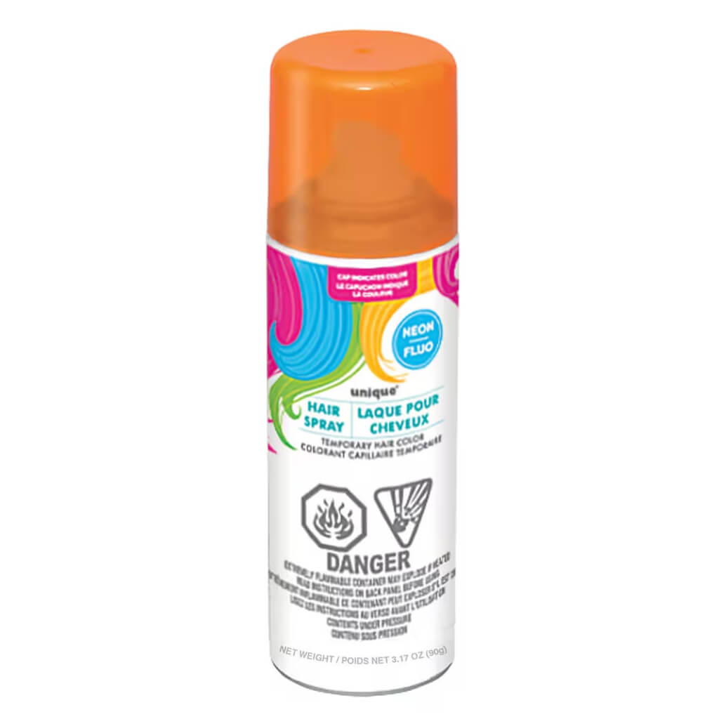 Neon orange hair spray pumpkin orange for Harmony Week and party costume accessory