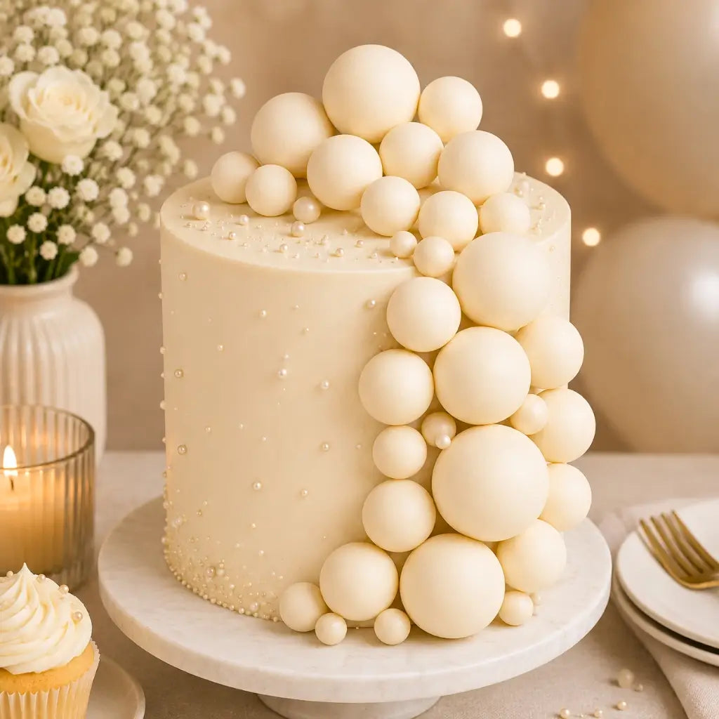 matte Cream deco foam ball cake toppers 20 piece set