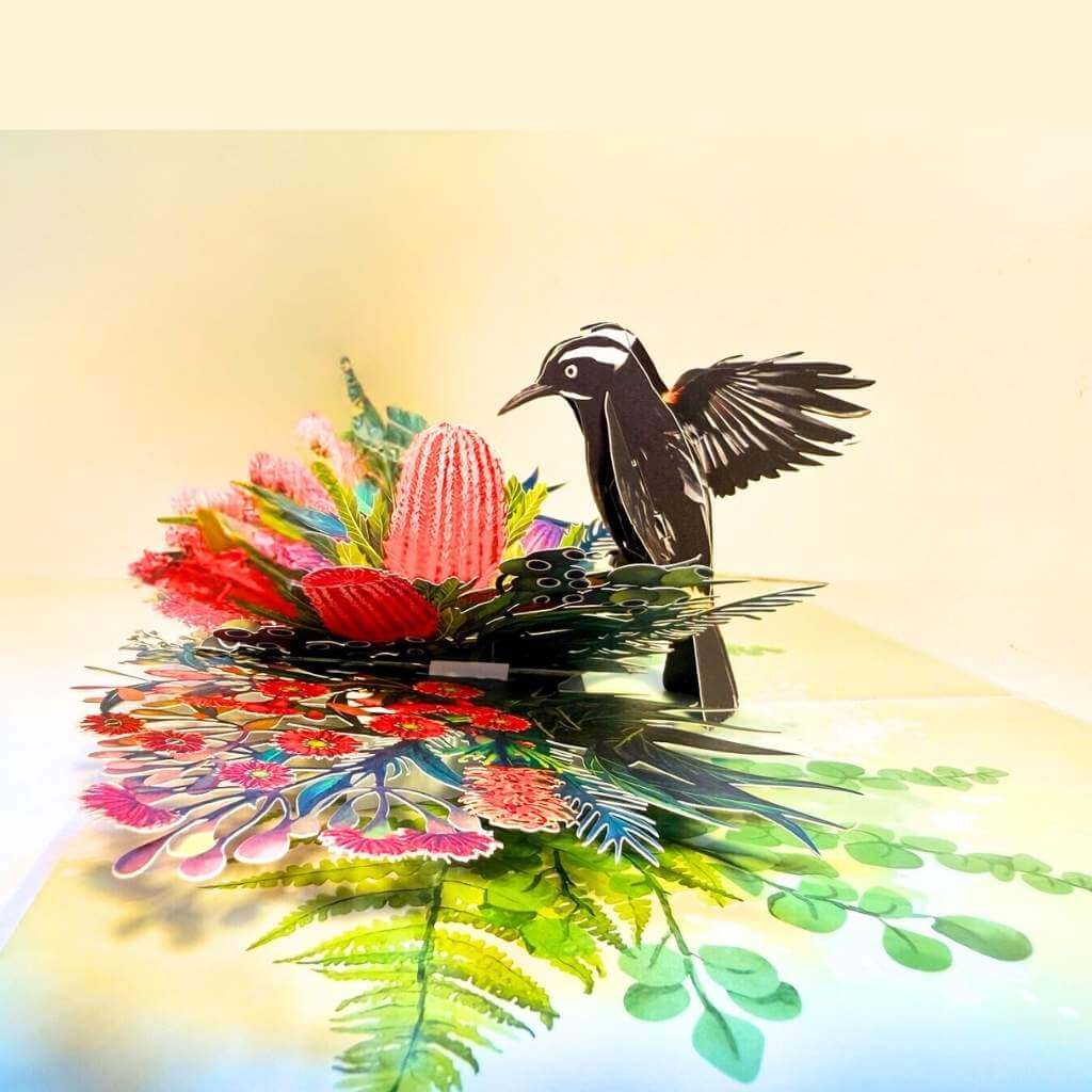 New Holland Honeyeater & Australian Native Flowers 3D Card