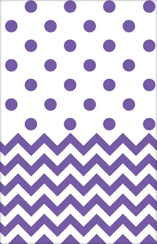 Chevron Polka Dot Plastic Tablecover - New Purple