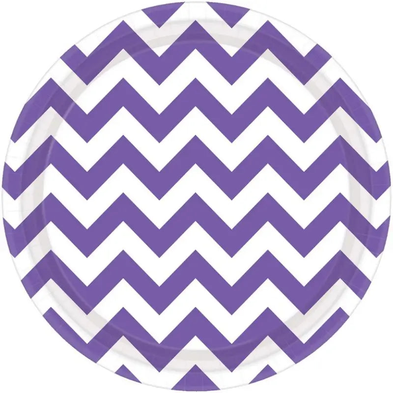 New Purple Chevron Paper Plates 23cm 8pk