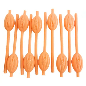 Nude Naughty Bachelor Party Pussy Straws 10pk