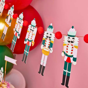 Holly Jolly Christmas Nutcracker Pom Pom Card Garland 2m