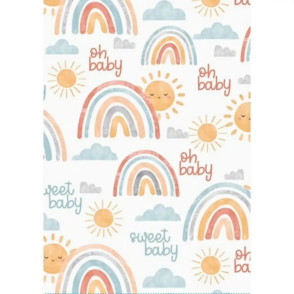 Oh Baby wrapping paper rainbow design neutral
