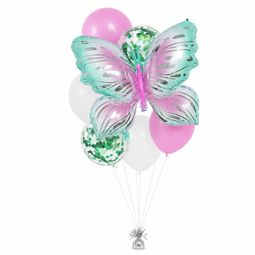 Olive green butterfly balloon bouquet