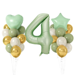 Olive Green Gold White Heart Star Birthday Balloon Bundle 23pk number 4