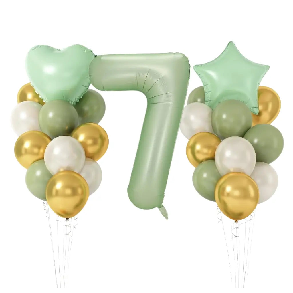 Olive Green Gold White Heart Star Birthday Balloon Bundle 23pk number 7