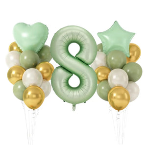 Olive Green Gold White Heart Star Birthday Balloon Bundle 23pk number 8