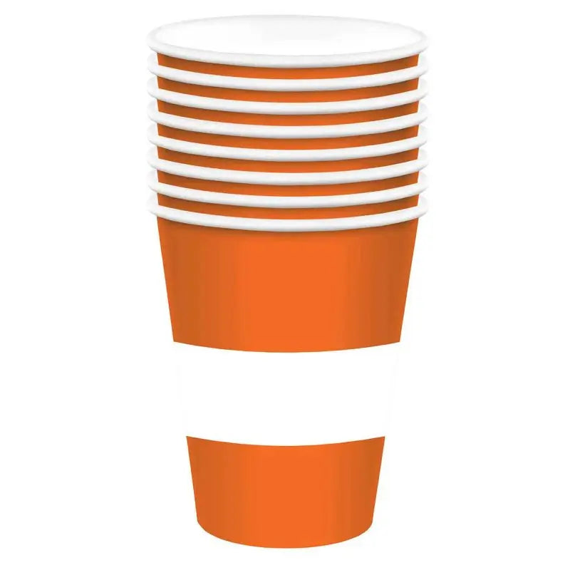 Orange Construction Paper Cups 266ml 8pk