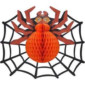 Orange Spooky Halloween Spider Paper Honeycomb