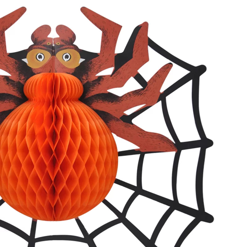 Orange Spooky Halloween Spider Paper Honeycomb