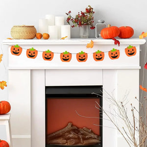 Orange Lauging Pumpkin Halloween Felt Banner