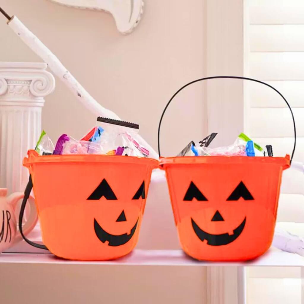 Orange Halloween Pumpkin Trick or Treat Candy Bucket