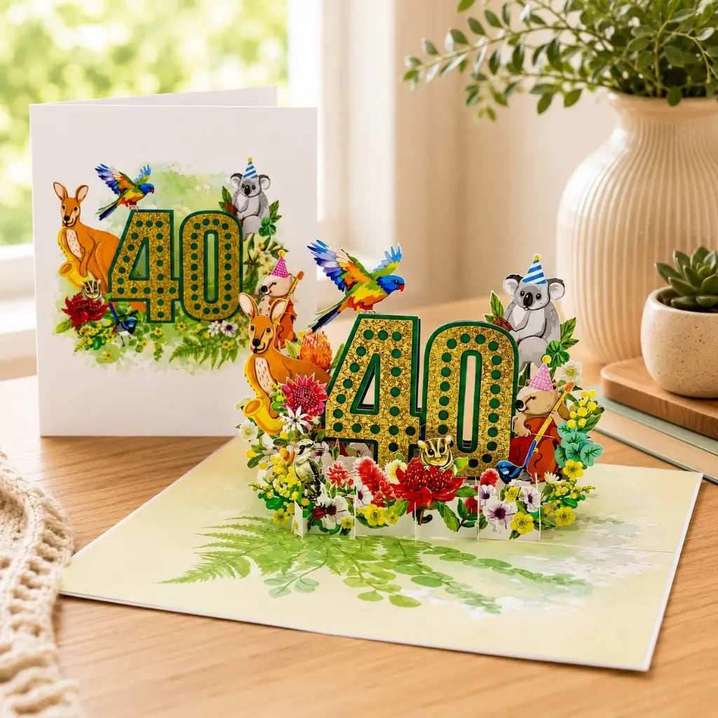 3D pop up card Australian animals and native garden
