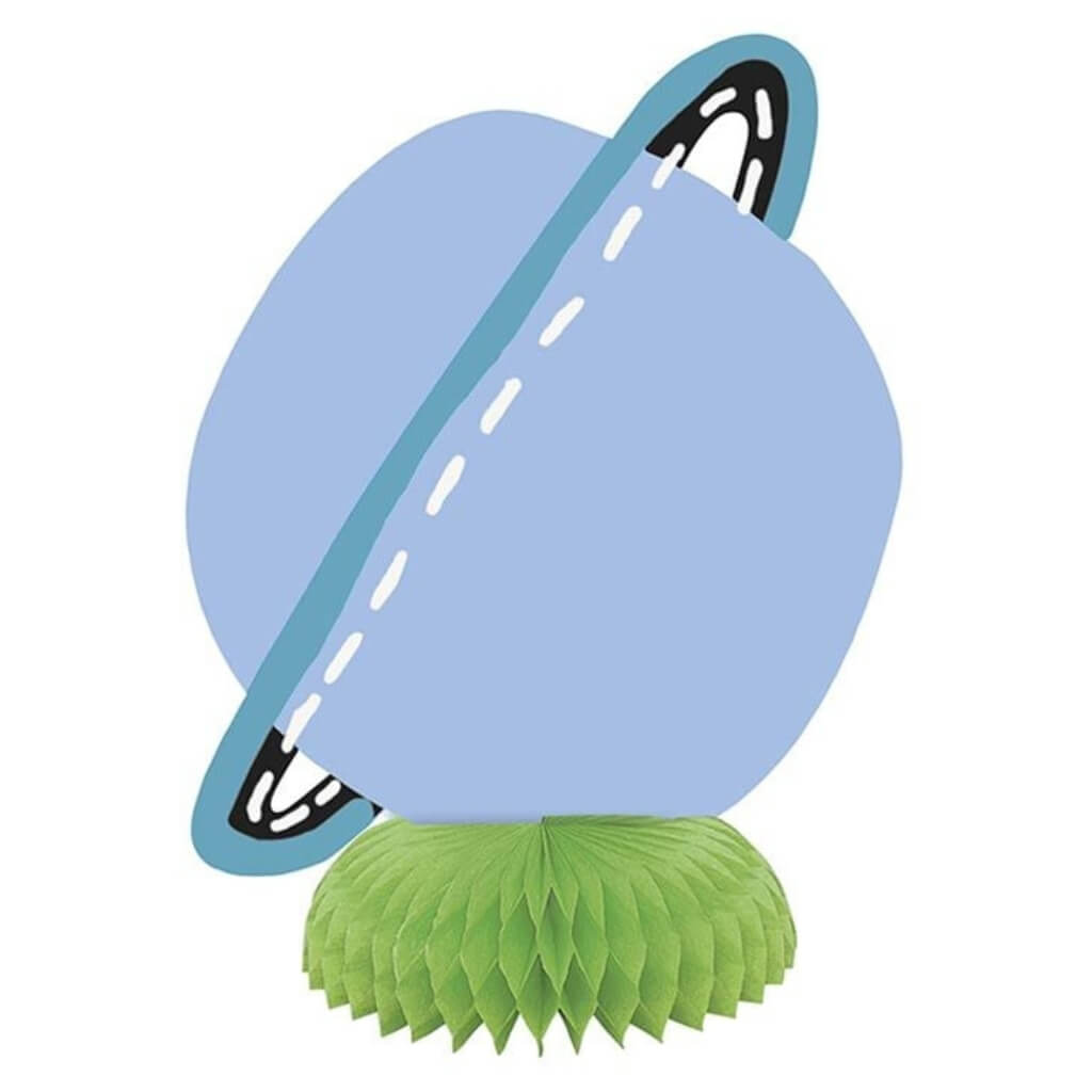 Pack of 3 Outer Space Honeycomb Table Centrepiece Decorations - Rocketship, Blue & Red Planets