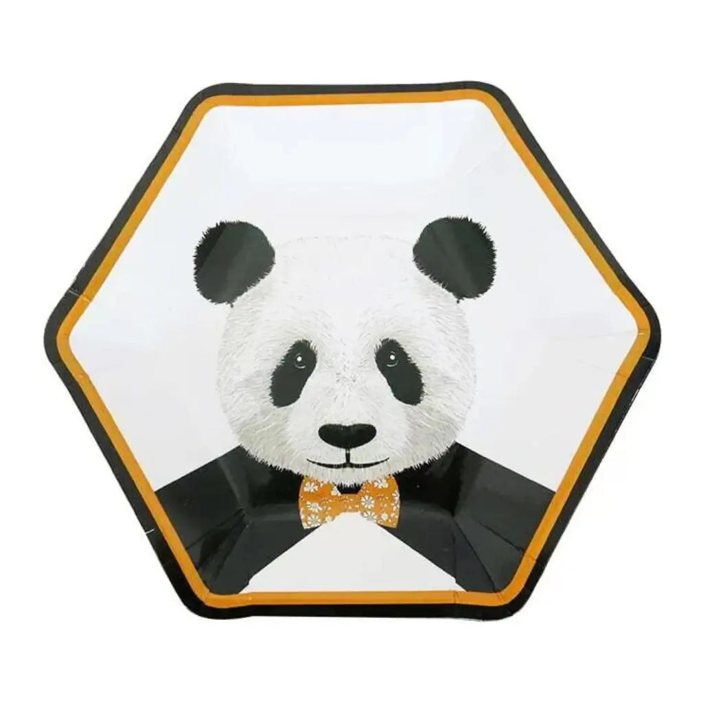 large Hexagonal Panda Bear Paper Plates 23cm 8pk