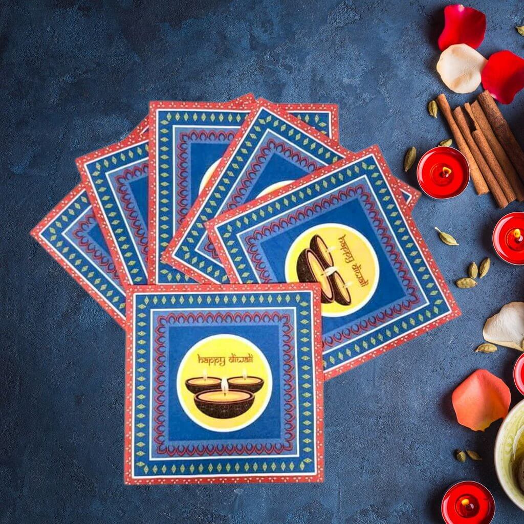 Blue Diwali Napkins 16pk