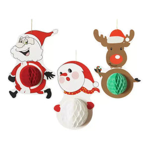 Christmas Honeycombs Hanging Decorations 3pk