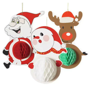 Christmas Honeycombs Hanging Decorations 3pk