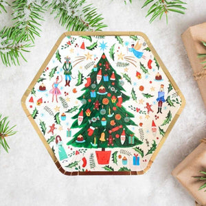 Christmas Tree Hexagonal Paper Plates 23cm 8pk