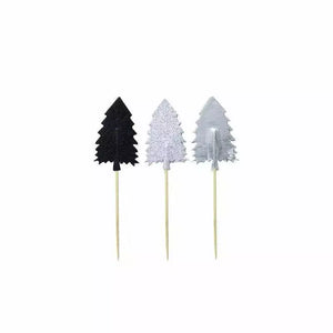 Christmas Tree Glitter Cupcake Picks 12pk