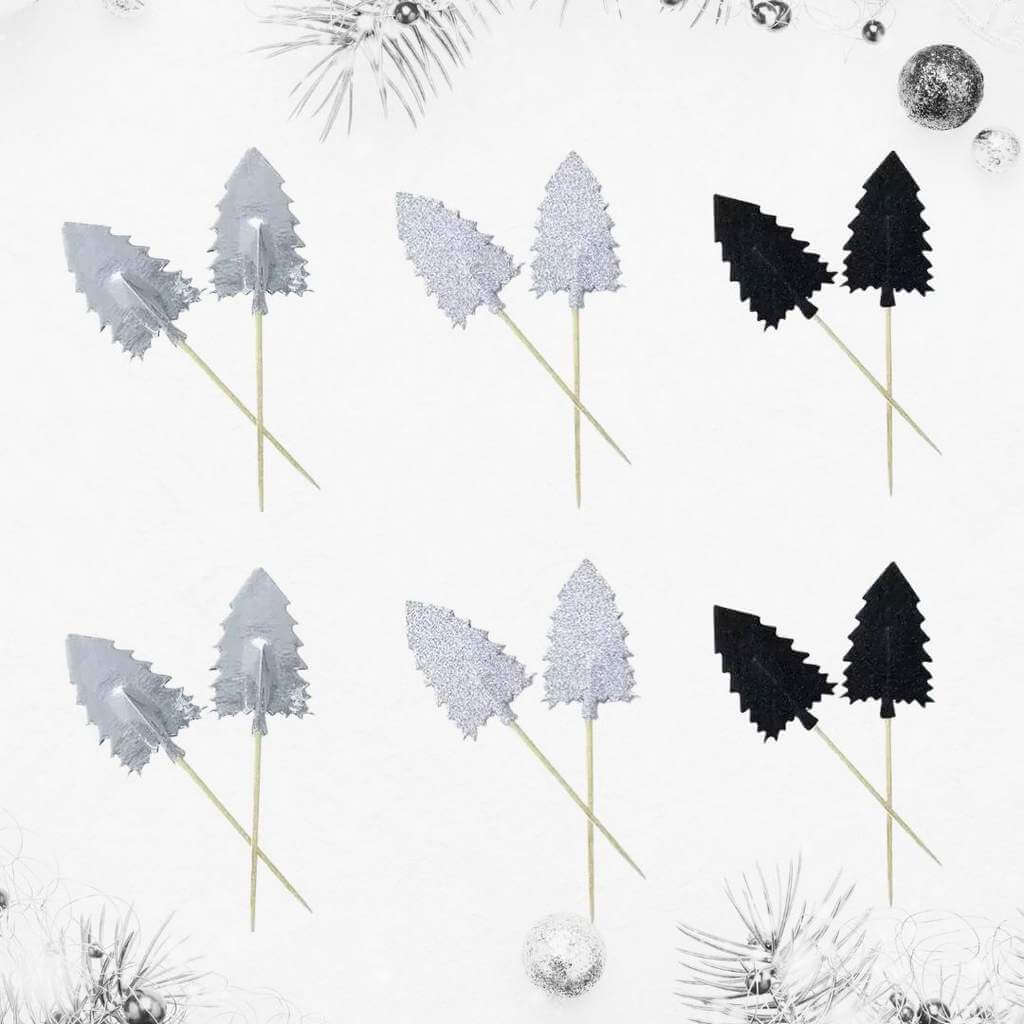 Christmas Tree Glitter Cupcake Picks 12pk