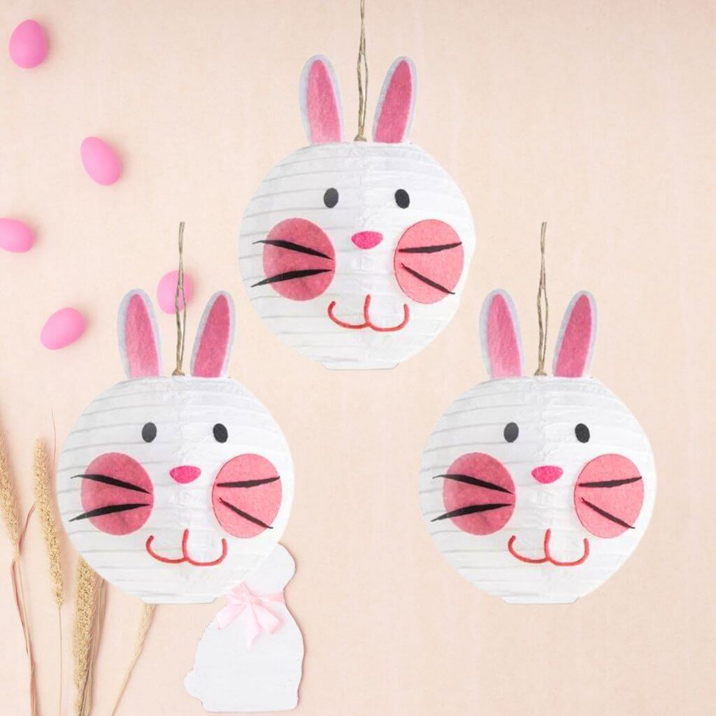 Pink Easter Bunny Lanterns 3pk