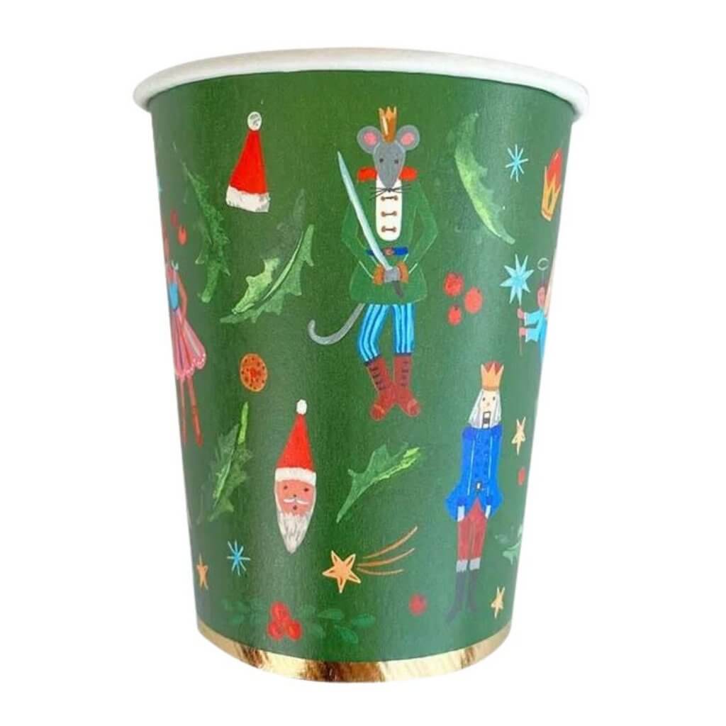 Green Christmas Paper Cups 266ml 8pk