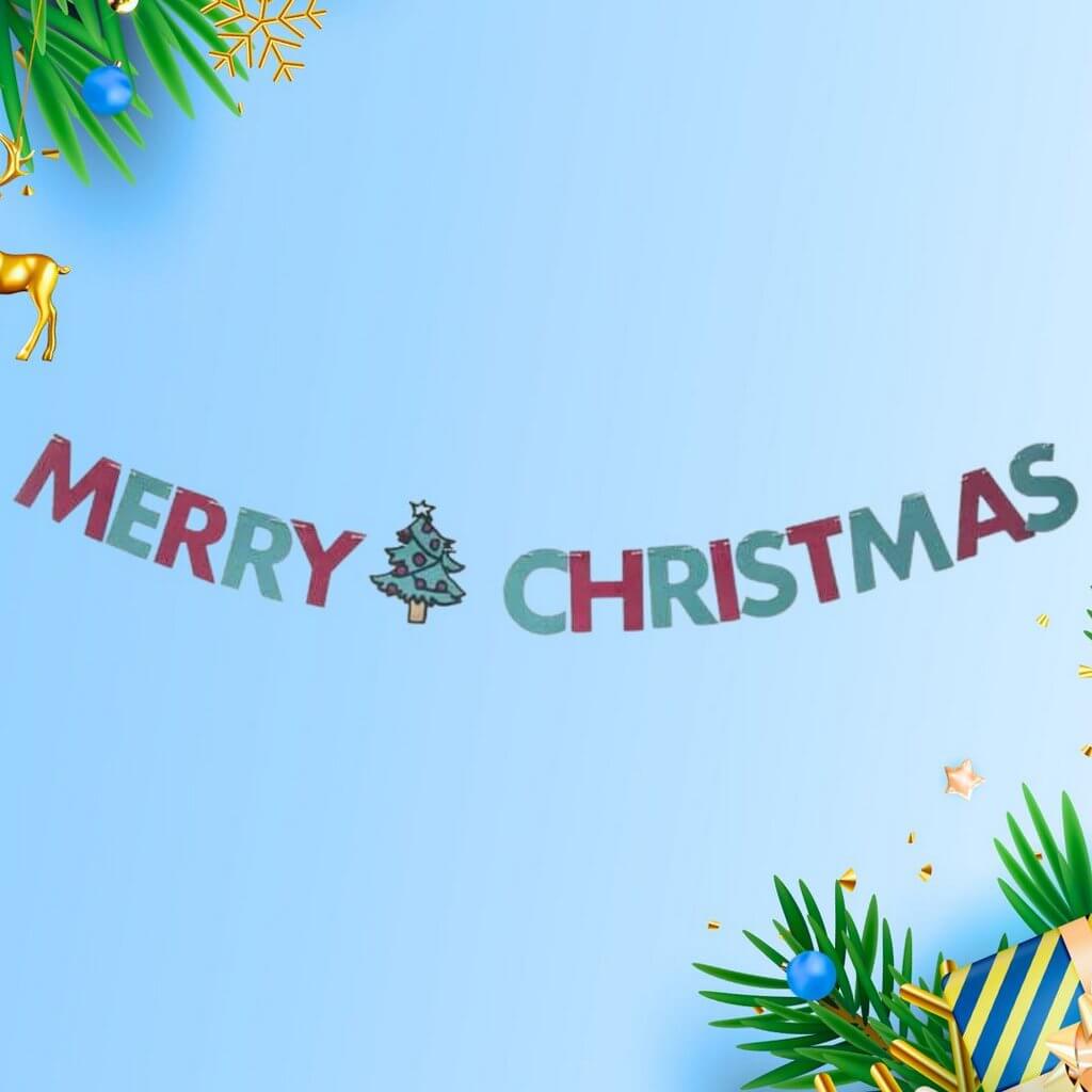 Red Green Merry Christmas Paper Banner