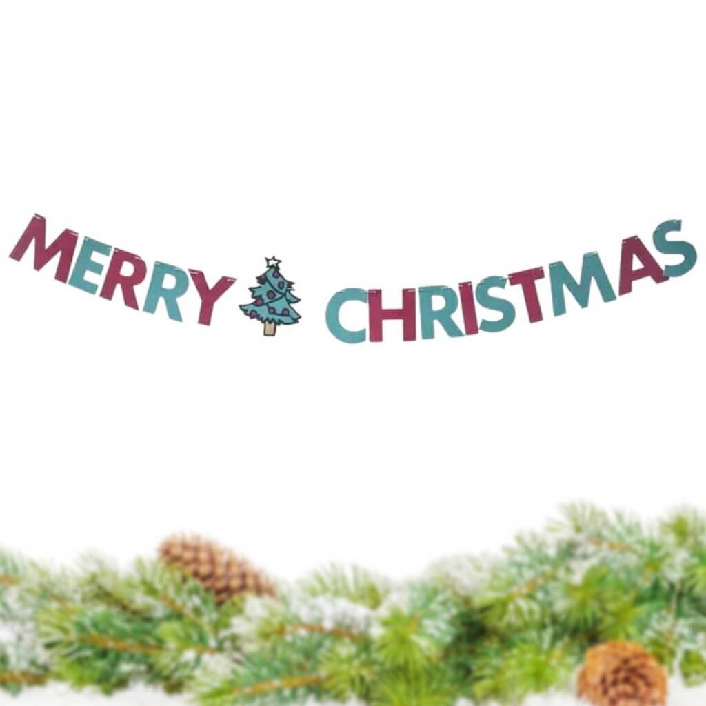 Red Green Merry Christmas Paper Banner