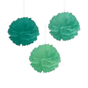 Green Tissue Paper Pom Pom Balls 3pk