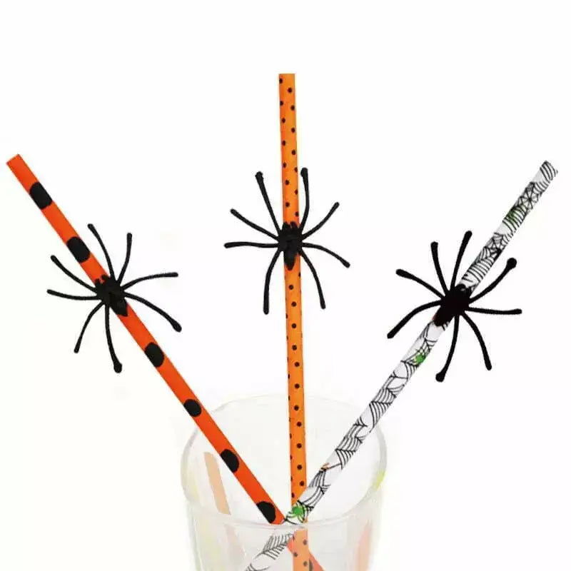 Halloween Spider Paper Drinking Straws 10pk