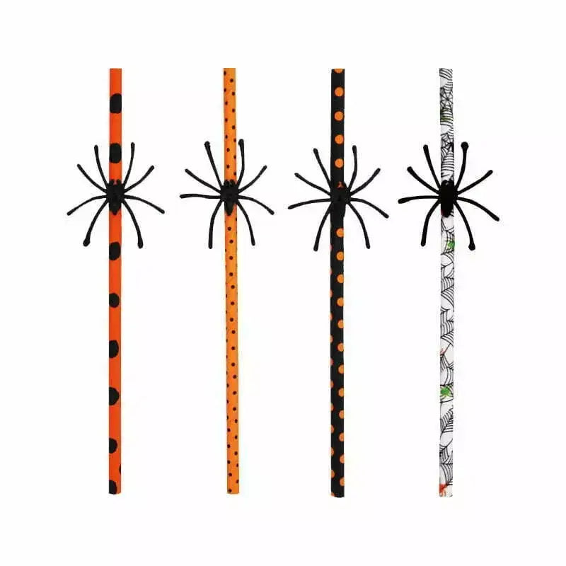 Halloween Spider Paper Drinking Straws 10pk