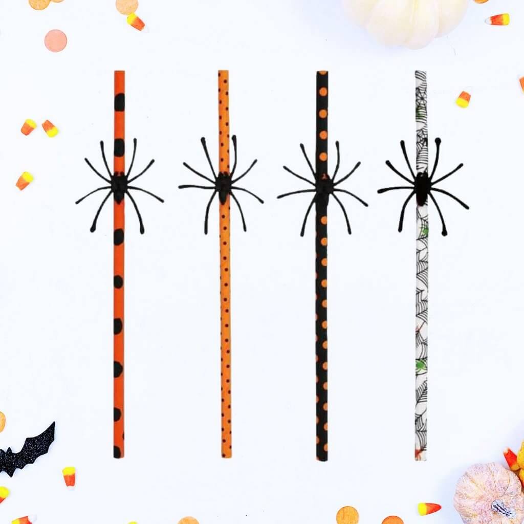 Halloween Spider Paper Drinking Straws 10pk