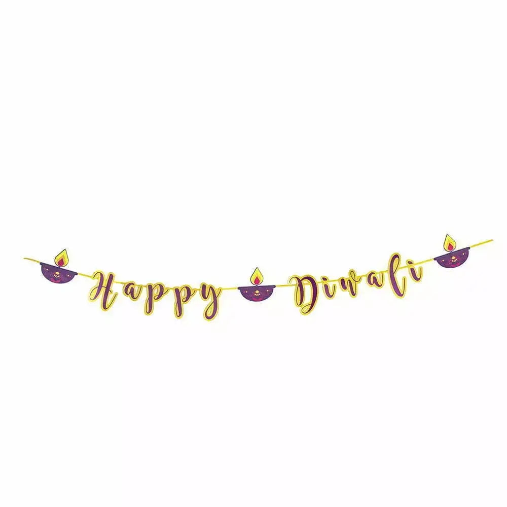 Purple & Gold Happy Diwali Banner