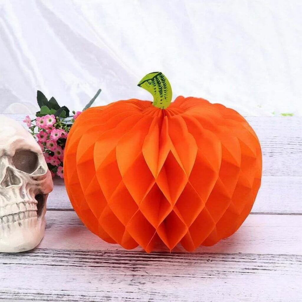 Orange Halloween Pumpkin Honeycomb Decorations