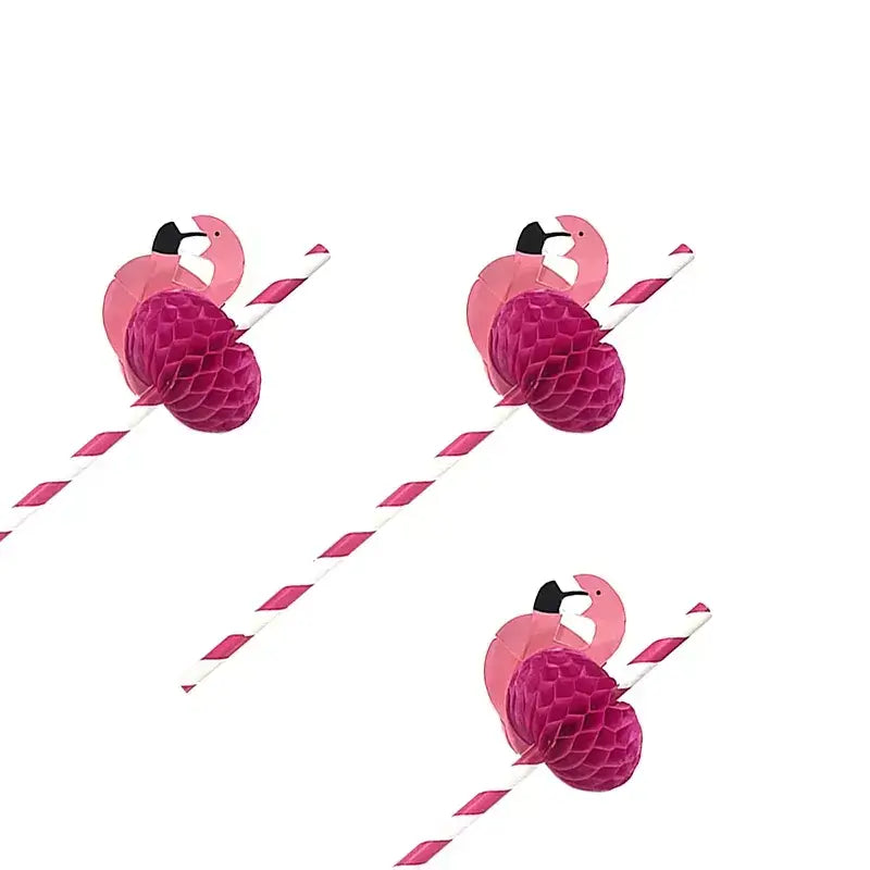 Pink Flamingo Paper Drinking Straws 10pk
